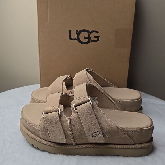 NIB Ugg Women's Goldenstar Hi Slide Platform Sandals Sz 9 Color Sand - Picture 5 of 11